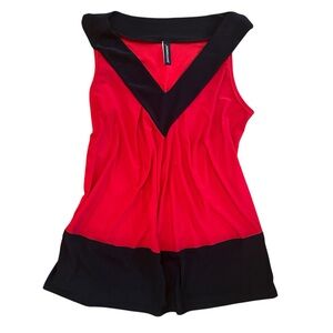 Jason Maxwell Red and Black Sleeveless Blouse